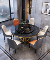 Nouvelle Arrivée Kusimi : Ensemble Table à Manger Nordique en Ardoise avec 6 Chaises, Base en Acier Inoxydable Doré, Style Mobilier de Salle à Manger