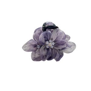 Pinza de Pelo con Flor de Cristal Degradado Azul Estilo Real Parisino para Cabello Fino - Pinza de Tiburón Hecha a Mano Estilo Dulce - Product Image 5
