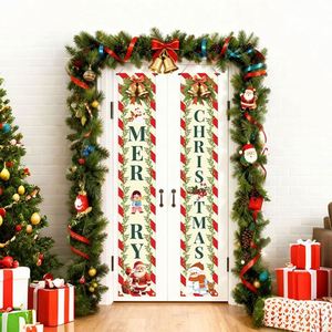 Bannière de Noël 80*180 cm pour porte, en polyester avec tringle en PVC, couplets décoratifs pour les fêtes - Product Image 5