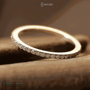 Unique 0,54 TCW forma redonda Moissanite Diamond Full Eternity Wedding Band Joyería exclusiva regalo para ella - Product Image 1