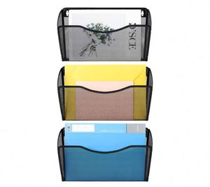 Mesh 3 Pockets Hanging File Organizer Vertical Wall File Holder Rack - Product Image 1