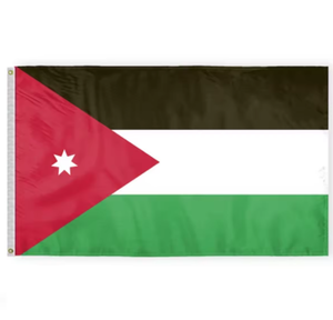 Drapeau de la Jordanie 3x5 pieds, bannière 100D avec 2 œillets métalliques, résistant à la décoloration, couleurs vives, impression numérique de logo personnalisé, vente en gros sur mesure - Product Image 1