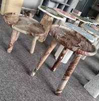 Table basse moderne en marbre Rosso Monika, base cylindrique en pierre rouge, luxe, villa, hôtel, salon, écologique