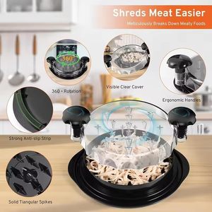 Déchiqueteurs de viande et de poulet, déchiqueteur de poulet durable et transparent avec couvercle transparent, en plastique PP manuel - Product Image 5