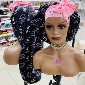 Custom logo BABY and ADULT Mommy and Daughter <strong>Bonnets</strong> Silk Hair Double Layer <strong>Bonnets</strong> Bling Diamond <strong>Bonnets</strong> with Headwraps - Product Image 4