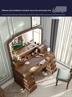 Yicheng - Grande commode de luxe - Bureau de maquillage haut de gamme en bois massif avec miroir et chaise - Fabriqué en Chine