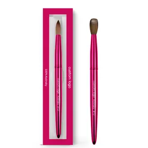 Alta Qualidade 100% Kolinsky Escova Acrílica Hot Pink Metal Nail Art Brush Frisado Acrílico Round Nail Brush #16 #18