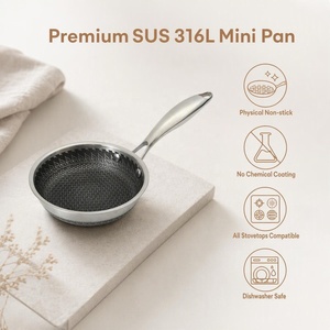 Mini Sartén Antiadherente de Acero Inoxidable SUS 316L con Diseño de Panal de Abeja, Apta <span class=keywords><strong>para</strong></span> Cocina de Inducción, Gas y Eléctrica, Apta <span class=keywords><strong>para</strong></span> Lavavajillas - Product Image 2