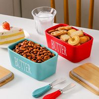 Boîte à beurre personnalisée avec couteau pour comptoir, récipient alimentaire hermétique avec couvercles en bambou