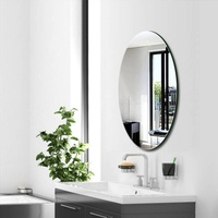 Miroir de salle de bain moderne sans cadre à bords biseautés, épaisseur 1-6 mm, décoration murale de chambre à coucher, variété de formes : ovale, arche, cercle, hexagone, plat