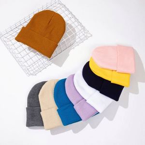 Custom logo <b>Small</b> Order Unisex Autumn Winter Beanie Thick Solid Color Knitted Beanie - Product Image 1