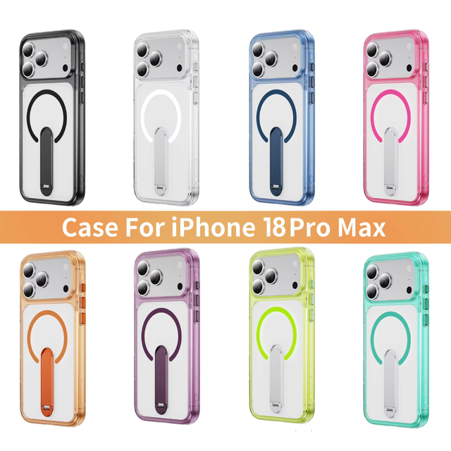 Transparent Shockproof Smartphone Case Foldable Metal Kickstand Anti Slip Hard PC TPU Wholesale Cover for iPhone 16 17 18 ProMax