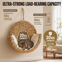 Cama para Gatos Estilosa em Vime de Jacinto-d'água - Cesto Ninho Respirável e Aconchegante para Animais de Estimação (Uso Interno)