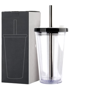 2024 personnalisé personnalisé clair 17oz 500ml en plastique réutilisable bulle tasse à thé avec paille