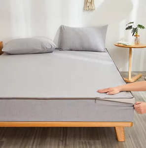 Drap-<span class=keywords><strong>housse</strong></span> uni 100 % coton avec taies d'oreiller, couverture intégrale 6 faces avec fermeture éclair - Product Image 6