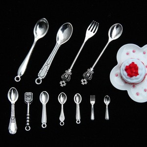 Simulation Mini UV-plated Alloy Fork and Spoon DIY Food Playset Tableware Accessories for <strong>Dolls</strong> and Other Toys - Product Image 1