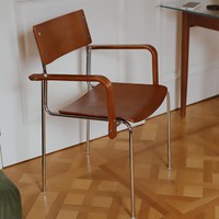 Fauteuil de salle à manger en bois massif avec structure en fer et MDF, style Wabi-Sabi, moderne, de luxe léger et haut de gamme, pour café