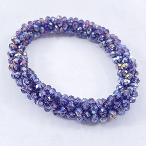 Frauen Mädchen Trend Pferdes chwanz Band Elastisches Haar Zubehör Perlen Gummiring Seil Kristall Haar gummi Armband Mit Strass - Product Image 2