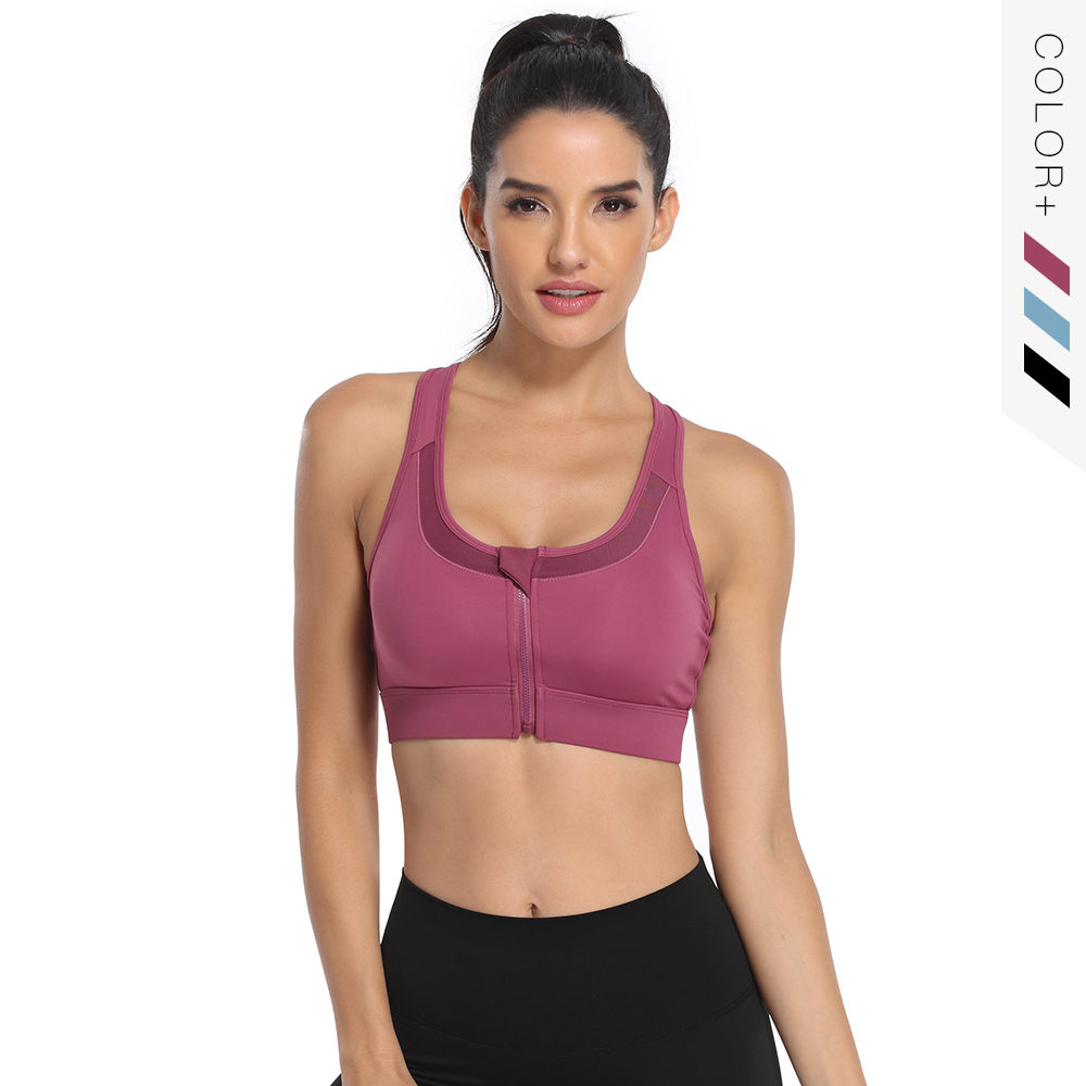 Hot Selling Front Zipper Quick Dry Workout Breathable Seamless Sport Yoga Sexy Bras Fitness Women Support Sports Bra