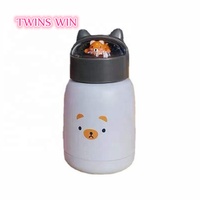 Animaux de dessin animé tasse mignonne belle tasse de cadeau d'étudiant portable en double verre tasse