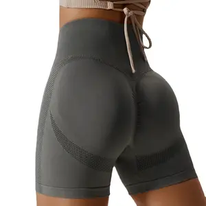 Pantaloncini da motociclista da palestra senza cuciture personalizzati da donna collant da corsa per Fitness Leggings a vita alta pantaloncini da Yoga