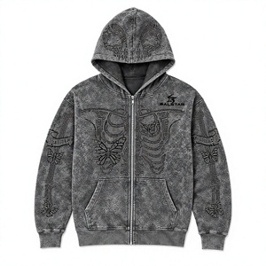 Sudadera con Capucha y Cremallera para Hombre BALSTAR, Diseño Gótico con Estampado de Calavera, Felpa Francesa, Corte Regular, para Otoño - Product Image 1