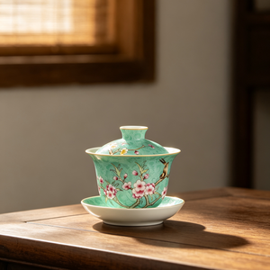 Gaiwan in Porcellana Rossa Premium Famille Rose, Stile Tradizionale <span class=keywords><strong>Sgraffito</strong></span>, Motivo Serenità Invernale, Tazza per Tè Kung Fu con Coperchio - Product Image 1