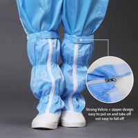 Botas Altas Antiestáticas Bupclean ESD, Suaves, Unisex, con Rayas, de PVC y Poliéster, Azul y Blanco, Colores Personalizables, Suela de PU, SPU y PU