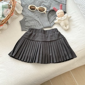 Tongxingyuan Girls' Knitted Polo Shirt And Pleated Skirt Set Grey Cotton Summer Outfit For Children - Product Image 3