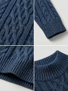 Immense Quality LS Troyer Neck Cable 50% BCI Cotton 50% Acrylic 5gg <b>Mens</b> Quarter Zip <b>Pullover</b> - Product Image 3