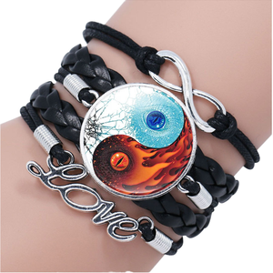 Bracelet multicouche tissé à la main pour hommes et femmes, <span class=keywords><strong>Yin</strong></span> <span class=keywords><strong>Yang</strong></span> Tai Chi, éléments chinois, bracelets à breloques à la mode, choix populaire - Product Image 1