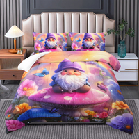 Ensemble de couette pour couple de gnomes de la Saint-Valentin, style rustique champêtre, elfe nain, couette douce en microfibre