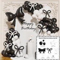 Décorations de fête d'anniversaire ou de remise de diplôme sur le thème Coquette pour femmes : Arche de ballons en latex avec nœuds, bannière scintillante et ballons assortis