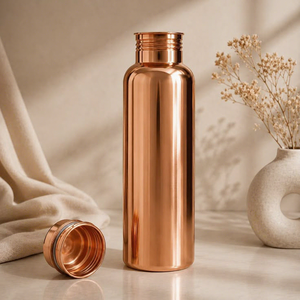 Bouteille d'eau en cuivre, finition martelée, couvercle à vis, réutilisable, étanche, compatible lave-vaisselle, voyage, randonnée, camping, adulte, classique - Product Image 6