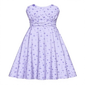 Abito Estivo da Donna <span class=keywords><strong>Belle</strong></span> Poque Lavanda Floreale con Vita Impero, Lunghezza al Ginocchio, Senza Maniche, Carino, per Cocktail Party, Taglie Piccole e Grandi, Casual - Product Image 1