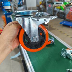 CMCL Mittelschweres Lenkrollenrad aus Polyurethan, Schwenkbar, Feststellbar, 3-4 Zoll, Outdoor, Orange, Maschinenbau, Industrierollen, Hersteller - Product Image 2