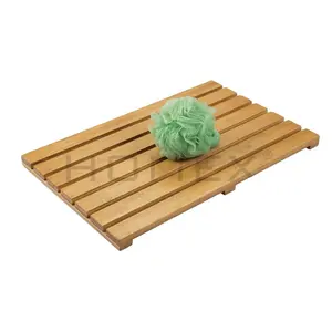 浴室垫套装定制纯天然矩形竹水疗淋浴浴缸地垫防滑