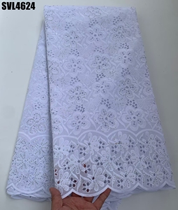 Tessuto <span class=keywords><strong>di</strong></span> lusso bianco africano per merletto svizzero in Voile con strass ricamati da <span class=keywords><strong>uomo</strong></span> Sexy in pizzo secco per abito da donna - Product Image 3
