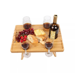 Tre gấp bảng rượu vang đỏ bàn thủy tinh bãi biển thịt nướng ngoài trời Cắm Trại Di động bằng gỗ Dã Ngoại bảng - Product Image 2