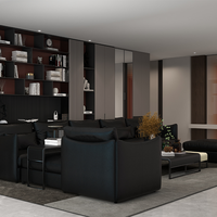 Ensemble de canapé sectionnel moderne en cuir noir, 3 places, fauteuil, ottoman, structure métallique, meubles modulaires pour salon, OEM ODM