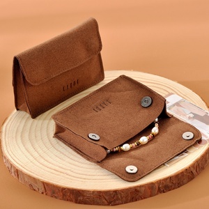 Custom <b>Suede</b> Microfiber Lady Bag Cosmetic <b>Brush</b> Jewelry Storage Bag with Magnetic Button - Product Image 3
