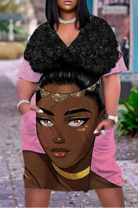 Vente en gros de nouvelles robes d'été décontractées ODM pour femmes en vrac imprimé en 3D multicolore moyennes grandes tailles en tissu peigné - Product Image 4