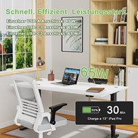 Multiprise de bureau à fixation murale 65W PD à charge rapide avec 3 prises CA EU et 3 ports USB, prise de bureau dissimulée pour ordinateur portable