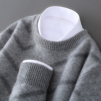 Pull en laine tricoté à col rond pour homme, de haute qualité, à blocs de couleurs, manches longues, mode décontractée automne-hiver