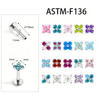 Perhiasan Tindik Bibir Titanium ASTM-F136 16G Motif Bunga Daun Ulir Dalam untuk Tindik Tulang Rawan, Conch, Daith, Anting Labret, Cincin Bibir