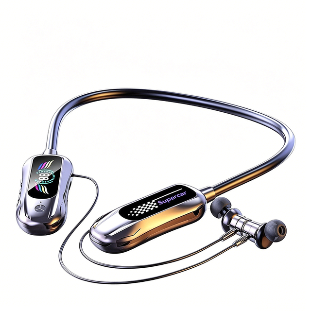 Neckband Wireless Earphones with Battery Level Display IPX-4 Waterproof Dual Mode 15-20 Hours Playtime for Gaming & Sports