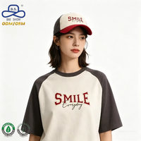 Gorra de Béisbol Vintage de 3 Tonos con Bloques de Color, Bordada con 'SMILE Everyday', Hebilla Metálica Ajustable, Unisex, para Todas las Temporadas, Estilo Casual