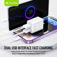 Bavin PC910 12w 2.4a chargeurs rapides universels de téléphone portable mural à double USB en gros
