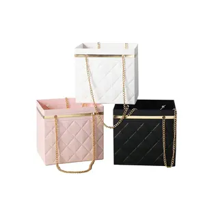 JOYWOOD New Flower Pink Gift Dried Luxury paper bag Bouquet Packaging Flower Window Bag