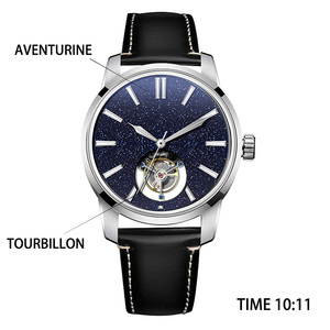 Orologio Tourbillon Autentico Meccanico Automatico con Quadrante in Pietra Naturale Occhio di Tigre, Acciaio Inossidabile, Orologi Personalizzati con Logo del Marchio - Product Image 3